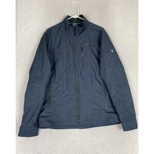 Kuhl Impakt Men Sz L Steel Blue Zip Fleece Lined Softshell Jacket Wind Resistant